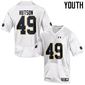 Notre Dame Fighting Irish Youth Brandon Hutson #49 White Under Armour Authentic Stitched College NCAA Football Jersey UCA4199CJ